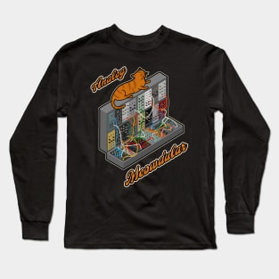Cat on Modular Synth Funny synthesizer Long Sleeve T-Shirt